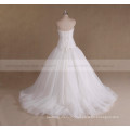 Gorgeous Beaded Pleated Tulle Cheap Muslim White Wedding Dress